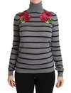 DOLCE & GABBANA GRAY CASHMERE SILK TURTLENECK SWEATER