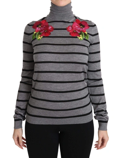 Dolce & Gabbana Grey Cashmere Silk Turtleneck Jumper