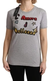 DOLCE & GABBANA GRAY COTTON AMORE E BELLEZZA TOP T-SHIRT