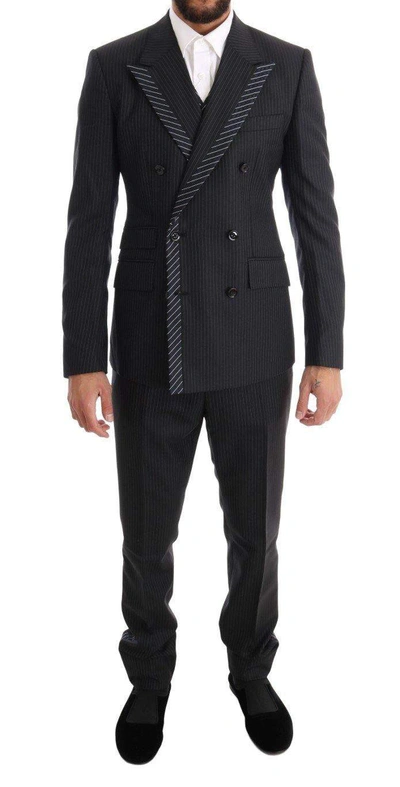 Dolce & Gabbana Gray Double Breasted 3 Piece Suit