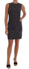 Dolce & Gabbana Gray Polka Dotted Sheath Wool Dress In Gray