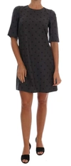 DOLCE & GABBANA GRAY POLKA DOTTED SHEATH WOOL DRESS