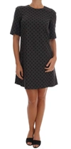Dolce & Gabbana Gray Polka Dotted Wool Stretch Dress In Gray
