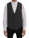 Dolce & Gabbana Gray Staff Cotton Striped Vest In Gray