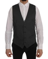Dolce & Gabbana Gray Staff Cotton Striped Vest In Gray