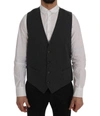 Dolce & Gabbana Gray Staff Cotton Striped Vest In Gray