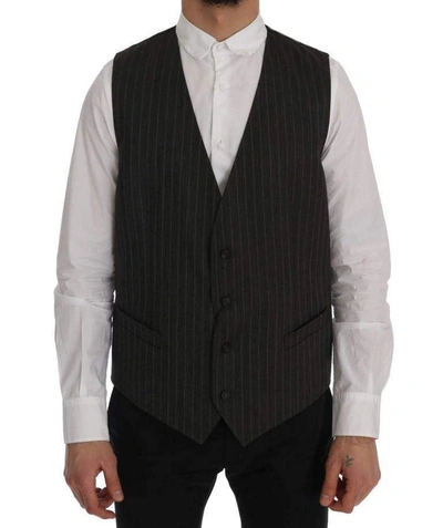 Dolce & Gabbana Gray Staff Wool Stretch Vest