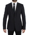 Dolce & Gabbana Gray Striped Slim Fit Wool Blazer In Gray
