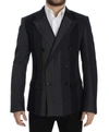 DOLCE & GABBANA GRAY STRIPED WOOL STRETCH BLAZER