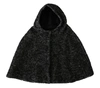 DOLCE & GABBANA GRAY TWEET WOOL SHOULDER HAT HOODED SCARF