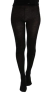 DOLCE & GABBANA GRAY WOOL BLEND STRETCH TIGHTS