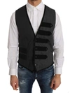 DOLCE & GABBANA GRAY WOOL PATTERNED SLIM VEST