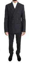 DOLCE & GABBANA GRAY WOOL SILK DOUBLE BREASTED SLIM SUIT