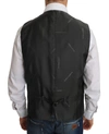 DOLCE & GABBANA GRAY WOOL STAFF CHECKERED STRETCH VEST