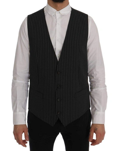 DOLCE & GABBANA GRAY WOOL STRETCH VEST