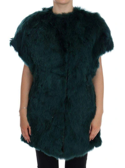 Dolce & Gabbana Green Alpaca Fur Waistcoat Sleeveless Jacket