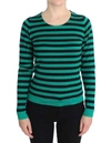 DOLCE & GABBANA GREEN BLACK SILK CASHMERE SWEATER