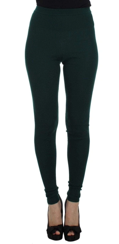 Dolce & Gabbana Green Cashmere Stretch Tights Trousers