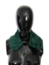 DOLCE & GABBANA GREEN FUR SHOULDER COLLAR WRAP LAMBSKIN SCARF