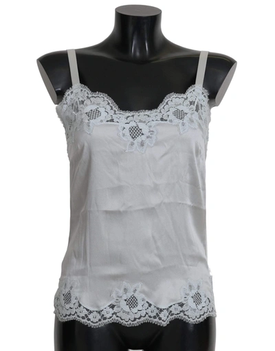 Dolce & Gabbana Green Silk Lace Dress Chemisole Lingerie In Bianco Naturale