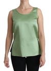 Shop Dolce & Gabbana Green Sleeveless 100% Silk Top Tank Blouse