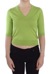 DOLCE & GABBANA GREEN WOOL V-NECK PULLOVER SWEATER TOP