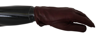 DOLCE & GABBANA MAROON WRIST LENGTH MITTEN LEATHER GLOVES