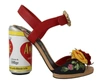 DOLCE & GABBANA MULTIcolour FLORAL-EMBELLISHED CYLINDRICAL HEELS AMORE SANDALS