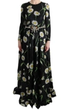 DOLCE & GABBANA MULTICOLOR SILK SUNFLOWER PRINT LONG MAXI DRESS