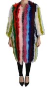 Dolce & Gabbana Multicolor Turkey Feather Cape Fur Coat In Multicolor