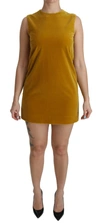 DOLCE & GABBANA MUSTARD VELVET STRETCH SHIFT MINI DRESS