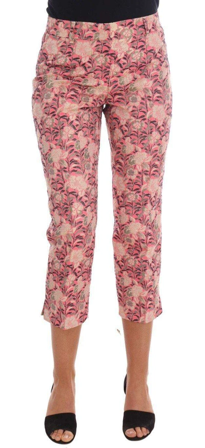 Dolce & Gabbana Pink Floral Brocade Capri Trousers In Multicolor