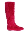 Dolce & Gabbana Pink Lamb Fur Leather Flat Boots Shoes In Pink