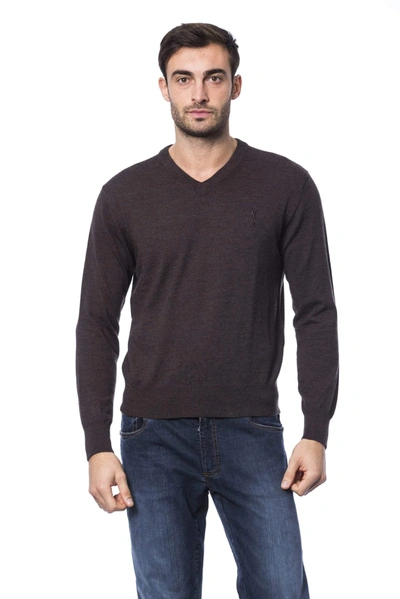 Billionaire Italian Couture Emboidered Crew Neck  Sweater In Brown