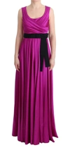 Dolce & Gabbana Pink Silk Stretch Shift Long Dress In Pink
