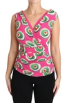 Dolce & Gabbana Pink Silk Stretch Sicilian Cake Top In Pink