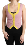 DOLCE & GABBANA PINK SLEEVELESS WAISTCOAT VEST COTTON TOP