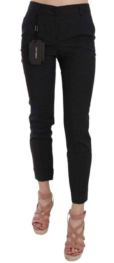 Dolce & Gabbana Polka Dot Slim Capri Trousers Tapered Pants In Black