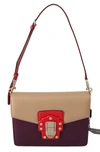 DOLCE & GABBANA PURPLE BEIGE RED LEATHER CROSSBODY PURSE BAG