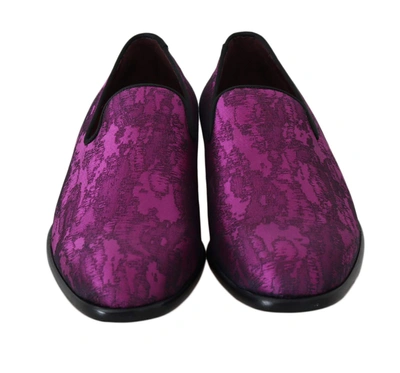 Dolce & Gabbana Purple Jacquard Loafers Dress Formal Shoes