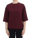 DOLCE & GABBANA RED 3/4 SLEEVE SILK BLOUSE