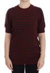 DOLCE & GABBANA RED GRAY CASHMERE SHORT SLEEVE SWEATER