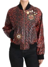 Dolce & Gabbana Red Leopard Button Crystal Leather Jacket In Red
