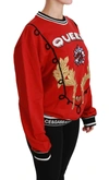 Dolce & Gabbana Red Queen Sequined Love Pullover Sweater In Red