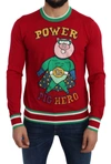 DOLCE & GABBANA RED WOOL SILK PIG OF THE YEAR SWEATER