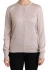 DOLCE & GABBANA SILK PINK LONG SLEEVE LACE TOP SWEATER