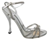 DOLCE & GABBANA SILVER CRYSTAL ANKLE STRAP SANDALS SHOES