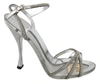 Dolce & Gabbana Silver Crystal Ankle Strap Sandals Shoes In Silver