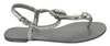 DOLCE & GABBANA SILVER CRYSTAL SANDALS FLIP FLOPS SHOES