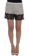 Dolce & Gabbana White Black Floral Lace Silk Sleepwear Shorts In White